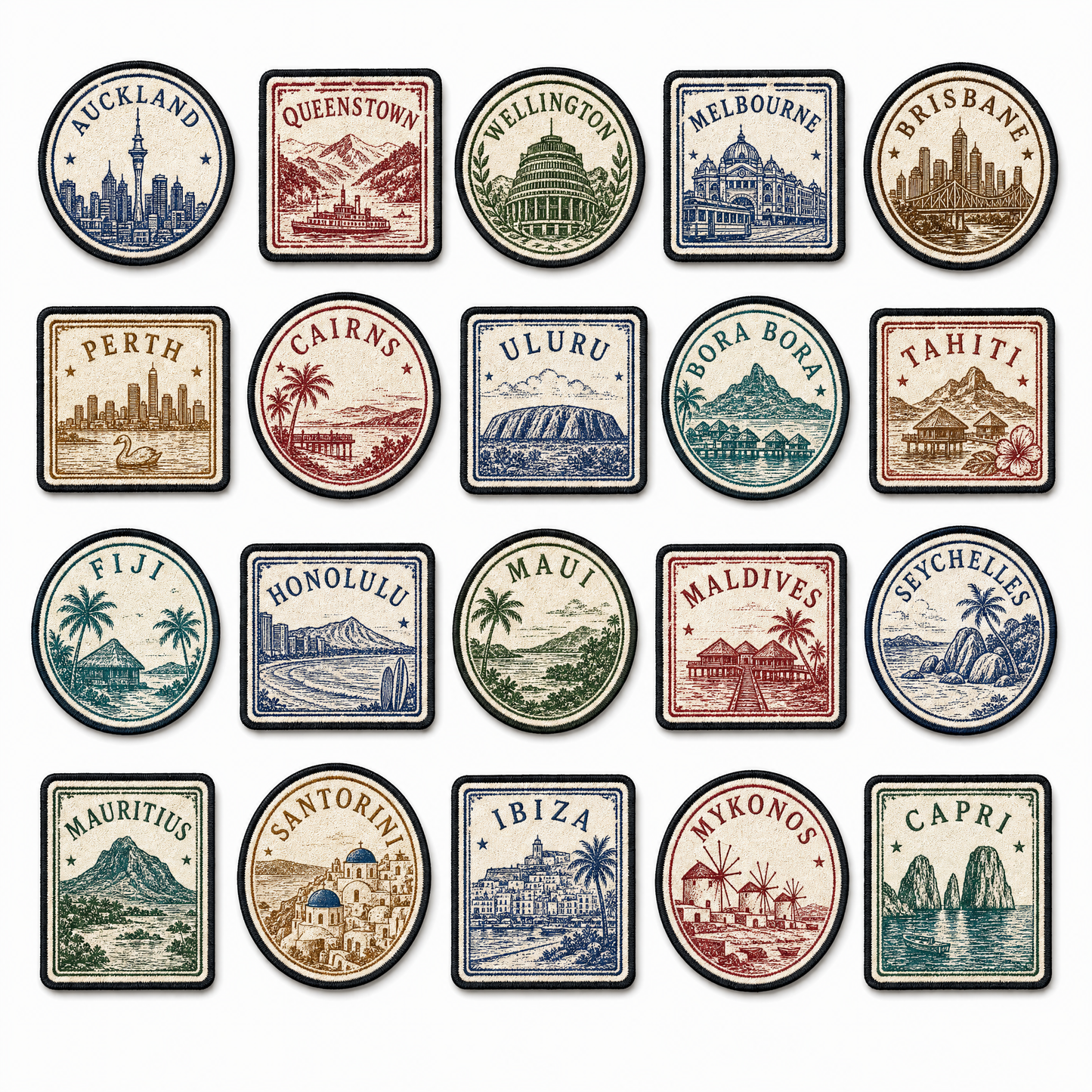 Stamp Patches – Vintage Passport Velcro Patch Packs